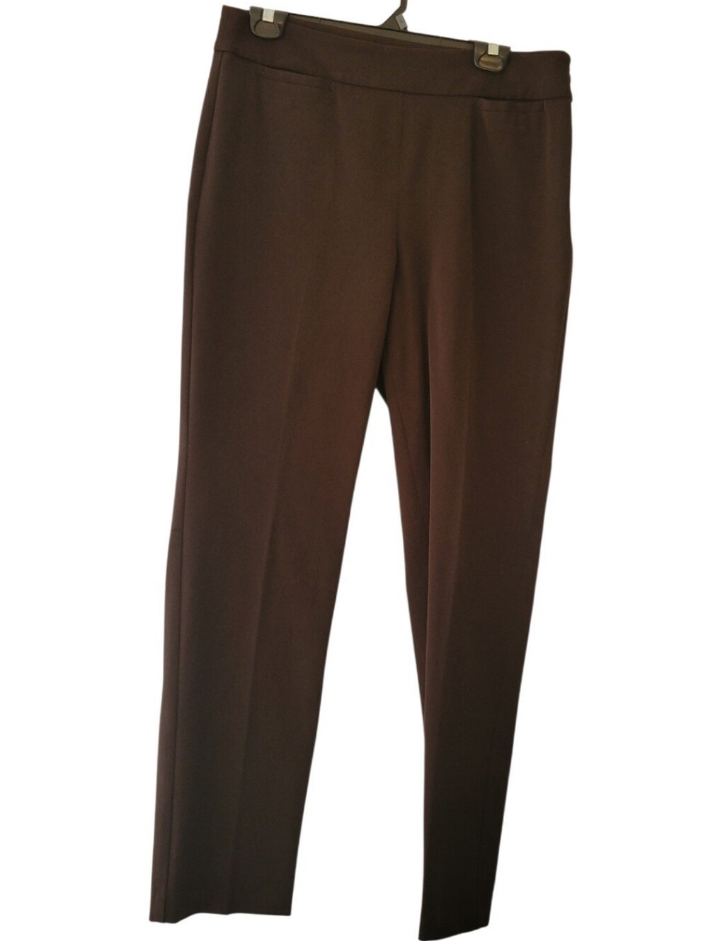 Talbots Dark Brown Refined Bi Stretch Straight Leg Side Zip Pants Size 10